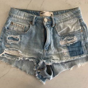 GARAGE PATCHWORK DENIM SHORTS